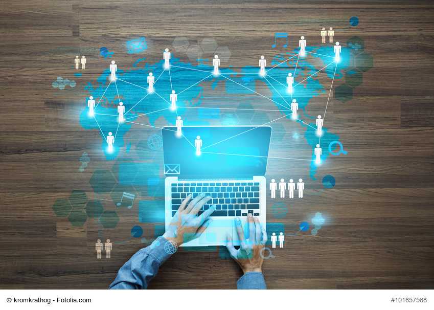 Working on laptop computer PC with modern technology